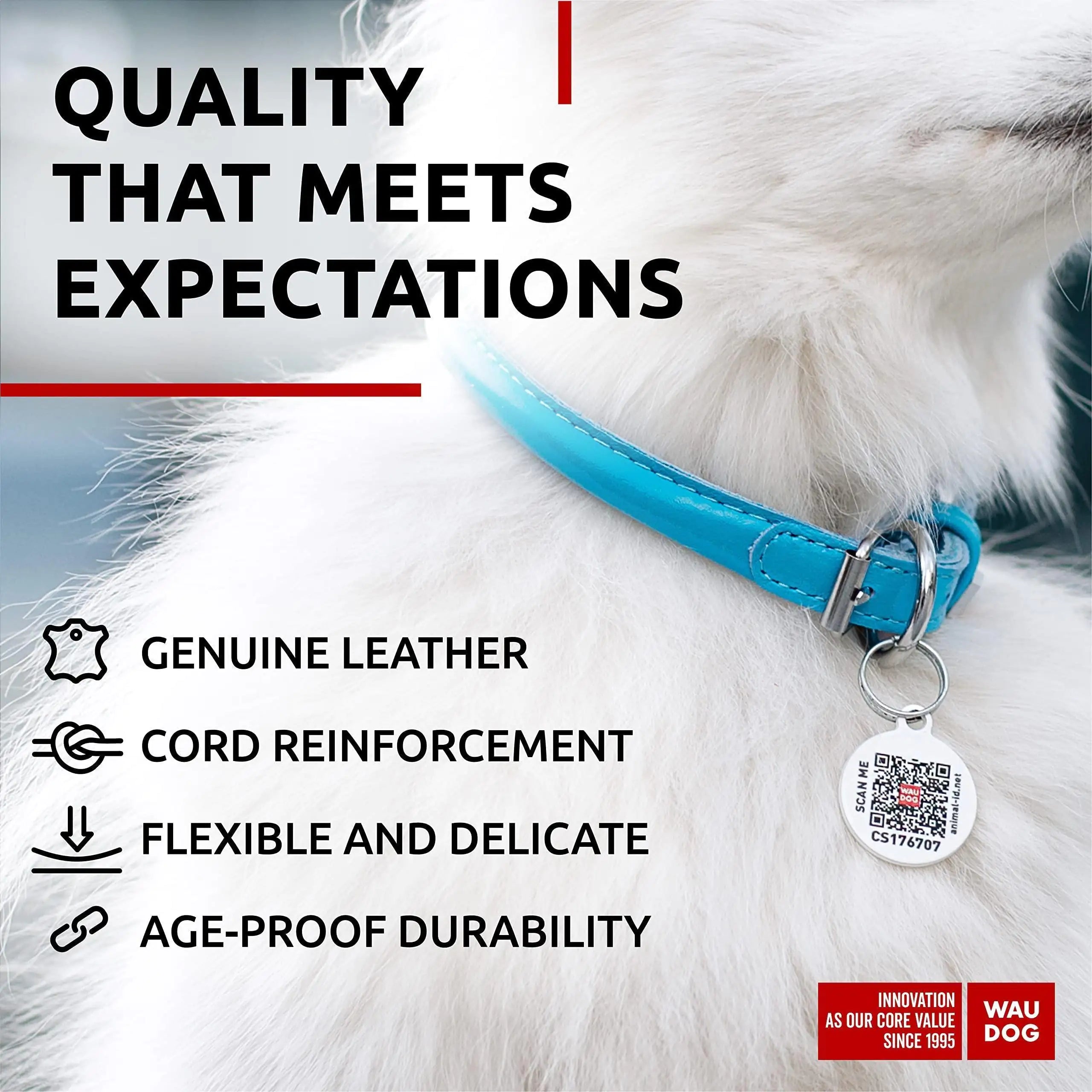 Soft Blue Leather XS Dog Collar